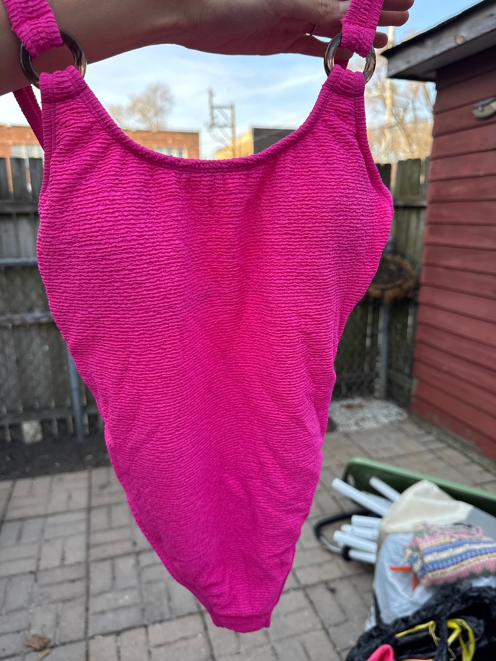 New w tags: Hot Pink Textured One-Piece Swimsuit